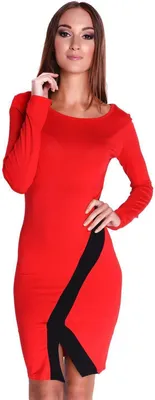 Produktbild von Damen Elegant Kleid Dress Langarm zweifarbig Onesize; S/M; Rot