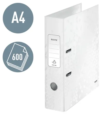 Produktbild von Leitz 180° WOW Lever Arch File - pearl white, A4, Karton, Weiß, 600 Blätter, 8 cm, 80 mm