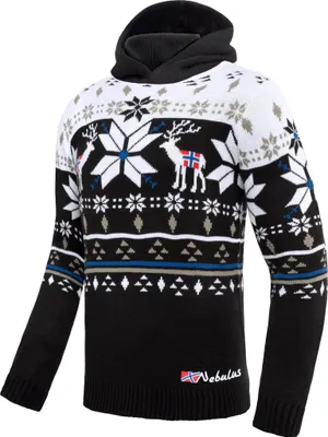 Produktbild von Nebulus Norweger Strick-Hoodie NORJAN Herren, warmer Pullover , praktischer & vielseitiger Kapuzenpullover , P6181 - Herren, schwarz-weiß, XL