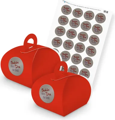 Produktbild von itenga SET Schön dass Du da bist (Motiv 6) 24x Geschenkschachtel mit Griff rot +
