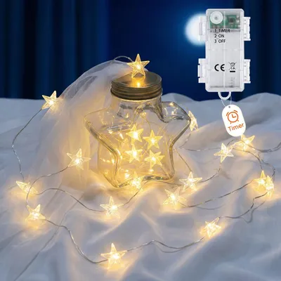 Productafbeelding van Batterij star fairy lights - 2M micro 20Leds batterij aangedreven string lights