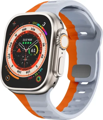 Image de Pour Apple Watch Ultra 2 / 1, bracelet en silicone à motif ondulé, 49 mm, orange / gris