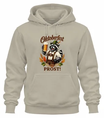 Productafbeelding van , proost, wasbeer, lederhosen, traditioneel shirt, dirndl, hoodie, sweater met capuchon, natuur, XXL