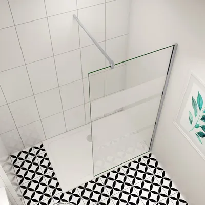 Produktbild von (980-1000mm)100x190cm Walk in mit Milchstreifen Glaswand Duschabtrennung Dusche 6mm NANO Glas+ F:90cm Stabilisator