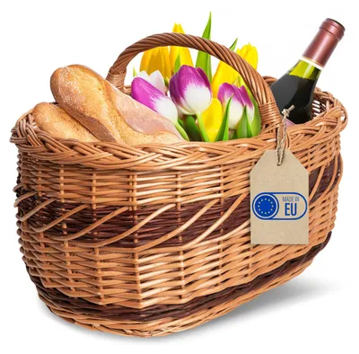 Productafbeelding van Creative Home Grote picknickmand Rieten mand met handvat, 52 x 35 x 36 cm