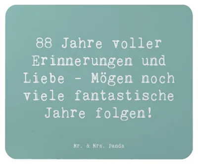 Produktbild von Mr. & Mrs. Panda Mouse Pad Spruch 88. Geburtstag Erinnerungen - Meeresbrise - Geschenk, Mauspad, Happy Birthday, Liebe, Zukunft, Alter, besondere, Geburtstagskind, laptop