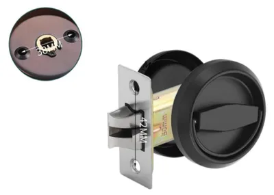 Productafbeelding van INF Tweedelig inbouwslot met ring – 304 roestvrij staal, verborgen draaimechanisme, geschikt voor deuren met een dikte van 35-55 mm. Zwart