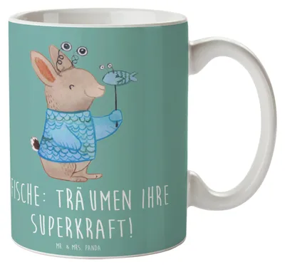 Produktbild von Mr. & Mrs. Panda Kaffeebecher Fische Kraft - Meeresbrise - Geschenk, Tasse, Kaffeetasse, Becher, Geschenke Sternzeichen, Unterwasserwelt, Tierkreiszeichen, Pott, sensibel
