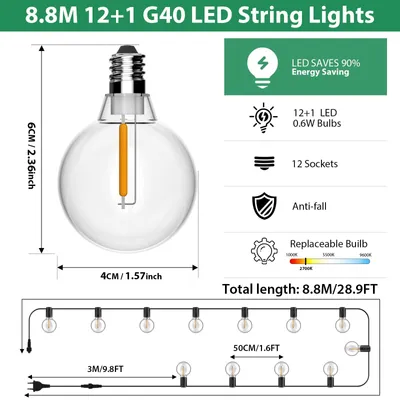 Image de Guirlande lumineuse d'extérieur FIFlying à LED, ampoules d'extérieur