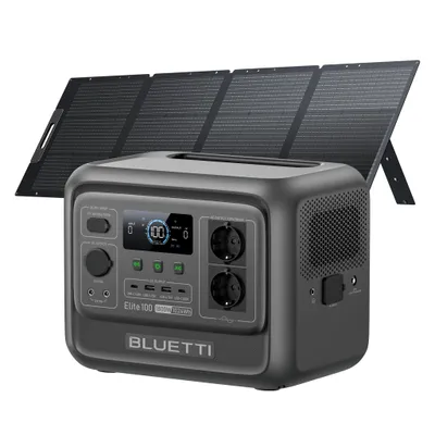 Zdjęcie produktu dla BLUETTI Elite 100 V2 + stacja zasilania przenośna 200W, bateria solarna o pojemności 1024Wh z 2 gniazdami AC o mocy 1800W, generator do użytku podczas kempingu i awarii zasilania