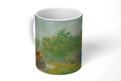 Produktbild von KitchenYeah® Tasse Kaffeetasse Kaffeebecher 350 ml Garten mit Liebenden - Vincent van Gogh Teetasse - Fototasse - Becher - Keramikbecher - Teebecher - Kaffeetasse - Bürotasse