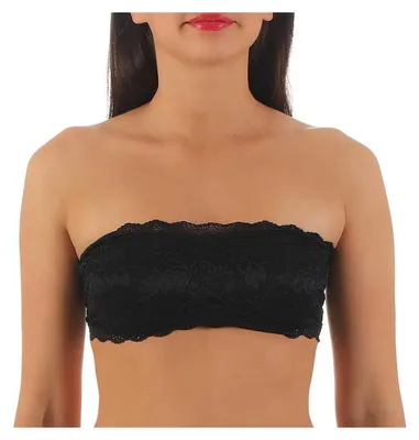 Produktbild von Damen Bandeau-BH Bra Büstenhalter Trägerlos Top mit Spitze; Schwarz S
