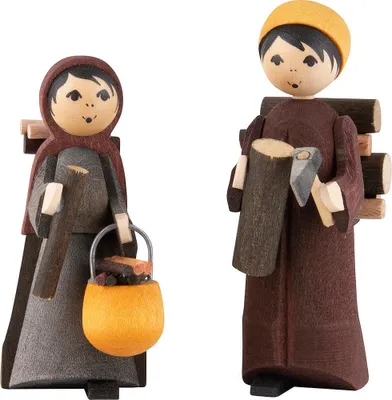 Produktbild von Holzmacherpaar 2-teilig gebeizt (7cm) von ULMIK