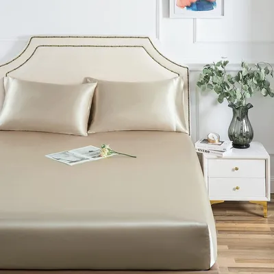 Obrázok produktu pre Saténové obliečky na matrac 160 x 200 cm, béžová farba