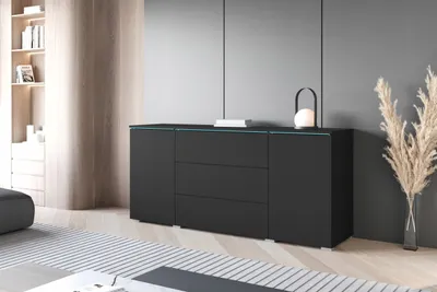 Obrázek produktu pro Dvoukřídlá komoda VERA 150 cm s zásuvkami a nastavitelnými policemi – černá