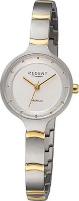 Produktbild von Regent Damen Uhr Metallarmband Metall Armbanduhr Analog silber gold URF1337
