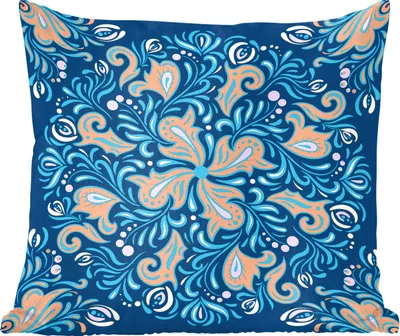 Produktbild von MuchoWow® Zierkissen Sofakissen Wohnzimmer Dekokissen 50x50 cm Blume - Blätter - Punkte - Muster - Komfort - Sofakissen
