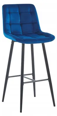 Produktbild von Furnitex Barstuhl, Samtsitz blau, Beine schwarz