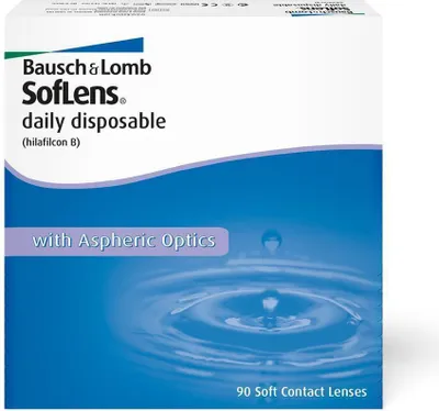 Produktbild von Bausch & Lomb SofLens Daily Disposable, 90-Pack, Täglich, 90 Stück(e), 1,42 cm, 8,6 mm, Hilafilcon B, 59%