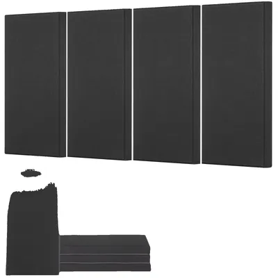 Imagen del producto de Paneles acústicos VEVOR, juego de 4 unidades, 600x300x50 mm, fibra de vidrio, placas absorbentes de sonido, autoadhesivas, paneles acústicos para paredes, ideales para estudios, oficinas, salas de cine en casa, salas de conferencias, color