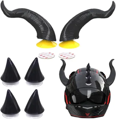 Productafbeelding van Helm decoratie duivelshoorns en spikes - Set van 6 - Motorhelm Cosplay Accessoire Helm Ornament Horror Stijl