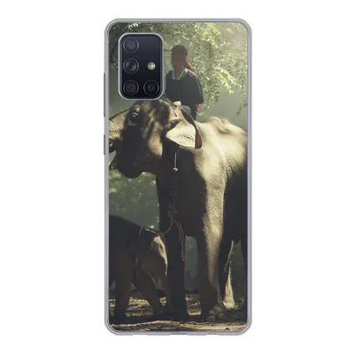 Produktbild von MuchoWow® Handyhülle Schutzhülle Hülle für Samsung Galaxy A51 Elefant - Wald - Bäume - Tiere - Trainer Silikon Softcase Handy Hülle - Schutzabdeckung