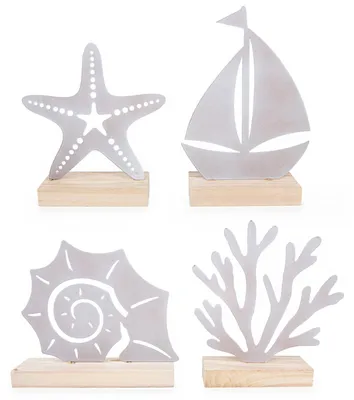 Produktbild von Maritimes Deko Set - Koralle + Segelschiff + Seestern + Muschel