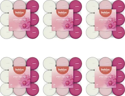 Produktbild von Bolsius - Duftteelicht - 18 Stück pro Packung - Orchideenduft - Vorteilspack - 108 Stücke - 6 Verpackung