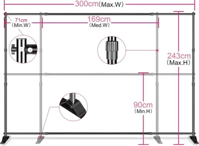 Produktbild von Hintergrundständer, höhenverstellbar, langlebige Metallkonstruktion, Doppelschicht 2.4x3M, NaN, NaN, NaN