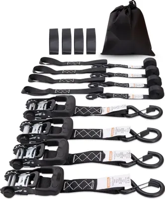Image de Sangles d'arrimage - cliquet, pack de 4, 5208 lbs, 1,6" x 8', Fracht-robust