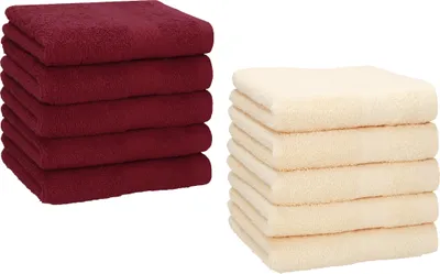 Produktbild von Betz 10 Stück Seiftücher 30x30 cm PREMIUM 100% Baumwolle Farbe: dunkelrot und beige