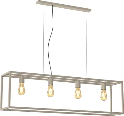 Zdjęcie produktu dla Lampa wisząca industrialna geometryczna kremowa Frame 4xE27 15W Luminex