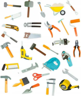 Image de Autocollants décoratifs OUTILS Construction Rénovation Bricolage Assortiment de 30 pièces