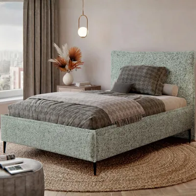 Productafbeelding van Boxspringbed MIKOTTI 180x200, mintgroen, met gestoffeerde bekleding, inclusief opbergruimte en lattenbodem, AI-gegenereerde afbeelding