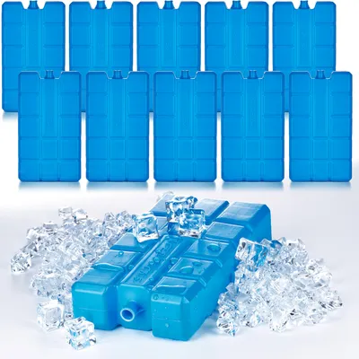 Produktbild von BigDean 10er Set Kühlakkus je 200ml - 12h lange Kühlung- perfekt für Kühltasche & Kühlbox -15 x 8 x 2 cm - Kühlelemente Kühlpacks Kühlpads - EU