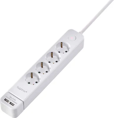 Produktbild von Sygonix SY-4535058 Steckdosenleiste mit Schalter Weiß Schutzkontakt 1 St.