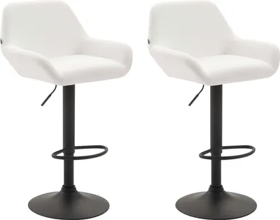 Produktbild von DELUKE® Barhocker 2er Set DUBLIN - Weiß, Kunstleder, Schwarz | Barhocker mit Lehne Barstuhl Tresenhocker Tresenstuhl Kneipenhocker Kneipenstuhl
