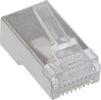 Produktbild von InLine Modularstecker 8P8C RJ45 zum Crimpen auf Rundkabel, geschirmt, 10er Pack, 8P8C RJ45, Silber, 26 g, 10 Stück(e), 12 mm, 23 mm