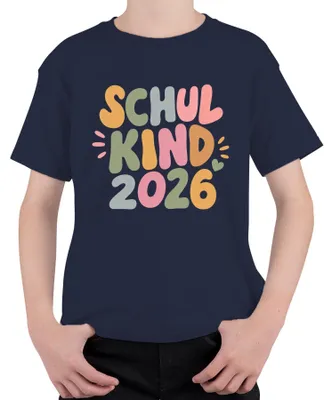 Productafbeelding van Schoolkind 2026, cadeau voor de eerste schooldag, meisjes, T-shirt voor de intocht, marineblauw, maat 152