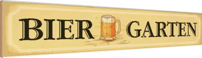 Produktbild von vianmo Holzschild 10x46 cm Biergarten Bier Kneipe Geburtstag Feiern Party