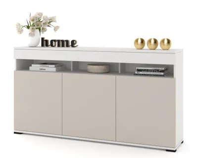 Produktbild von Große Kommode Fernsehschrank LUNA 3D Weiß Matt/Kaschmir 160cm