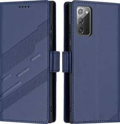 Produktbild von Hülle für Samsung Galaxy Note 20 5G, Kunstleder Brieftaschen Handyhülle mit Kartenfach und Standfunktion Blau