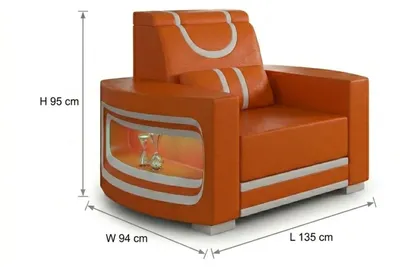 Zdjęcie produktu dla Komplet wypoczynkowy: sofa 3-osobowa, sofa 2-osobowa, fotel. Kolor: pomarańczowy i biały. Design do salonu. *