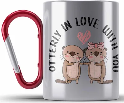 Produktbild von Trendation - Valentinstag Edelstahl Tasse Karabiner Geschenk für Ihn Sie Lustig Otter Geschenkidee Becher Freund Freundin Wortspiel Liebe Paare (Rot)