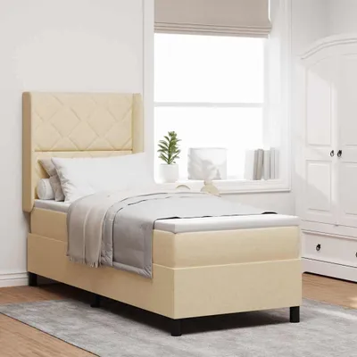 Obrázok produktu pre Maison Exclusive – LED boxspringová posteľ s čelom v krémovej farbe, 90 x 190 cm, látka