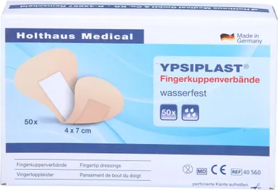 Produktbild von YPSIPLAST Fingerkuppenverband, wasserfest 4 cm x 7 cm, 50 St. Pflaster