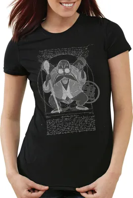 Produktbild von style3 Vitruvianischer Muten Roshi Damen T-Shirt songoku Z da vinci, Farbe:Schwarz, Größe:L