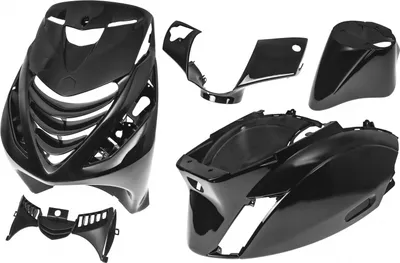 Zdjęcie produktu dla Zestaw owiewek Maxtuned, 5 elementów, kolor czarny metalik, pasujący do modeli Piaggio Zip i Zip SP z lat 2000–2009