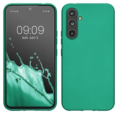 Produktbild von kwmobile Handyhülle für Samsung Galaxy A54 5G Hülle - Silikon Case metallisch schimmernd - Schutzhülle Cover - Metallic Dunkelgrün