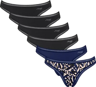 Produktbild von Sloggi Damen Strings, 6er Pack - GO Crush String C6P, Unterhose, Stretch-Baumwolle Schwarz/Blau M
